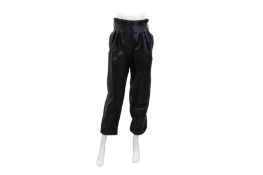 Balmain Black Pleated Leather Tapered Trouser