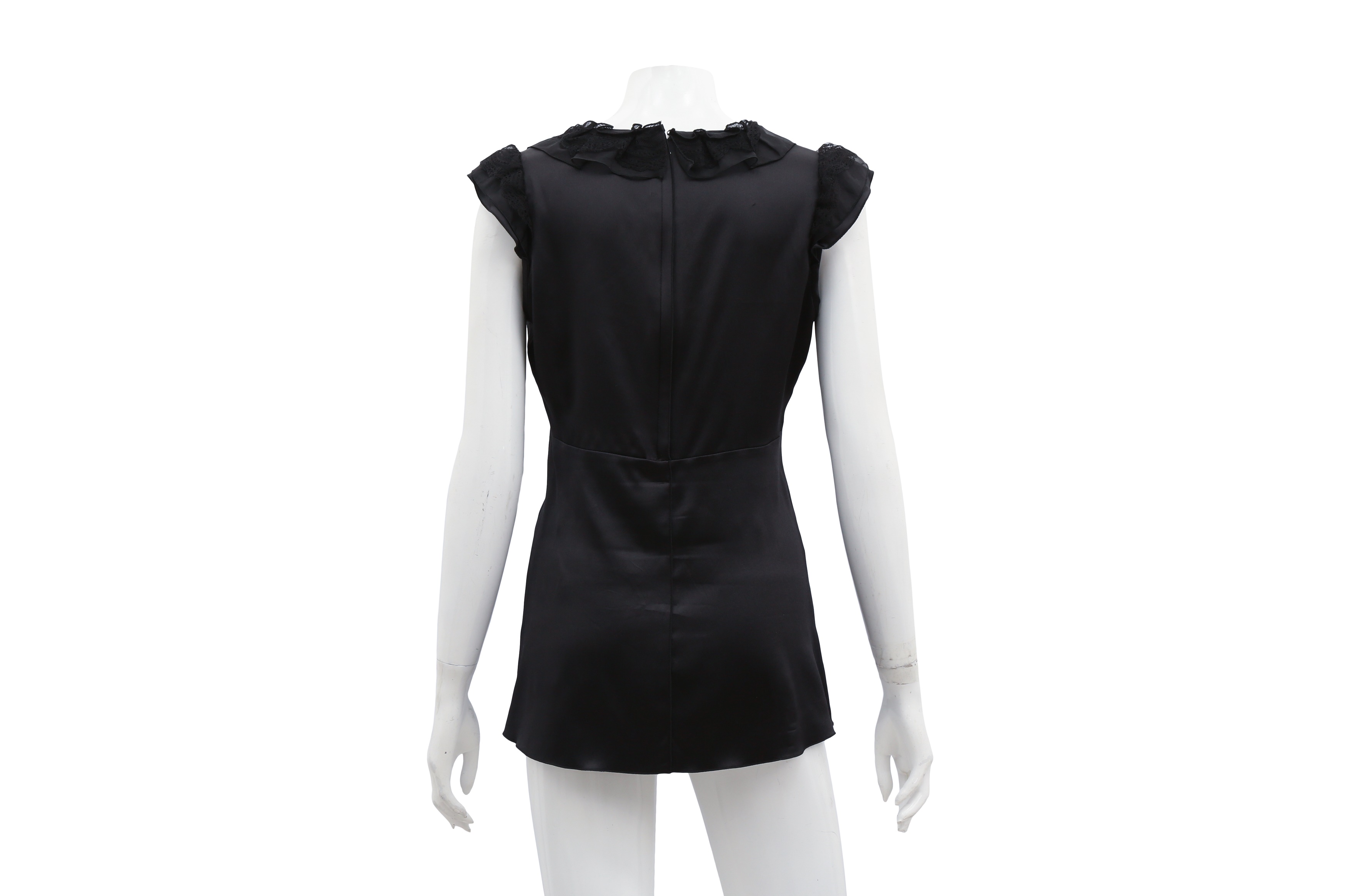 Dolce & Gabbana Black Silk Ruffle Top - Size 42 - Image 2 of 2