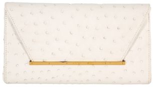 λ Asprey White Ostrich Envelope Clutch