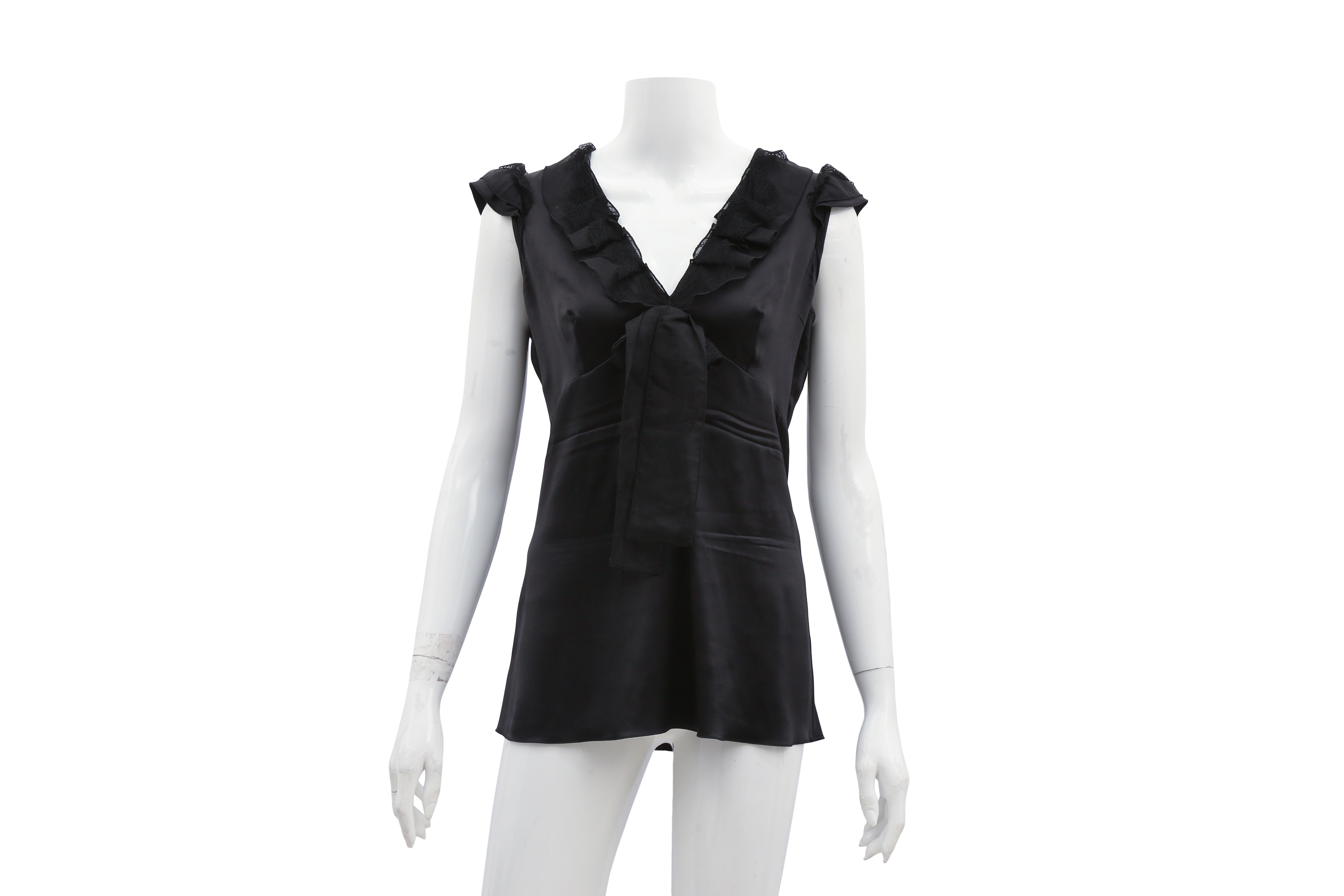 Dolce & Gabbana Black Silk Ruffle Top - Size 42