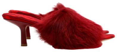 Burberry Boardeux Red Minnie Shearling Mules - Size 37.5