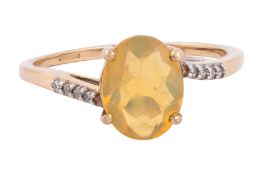 A MEXICAN OPAL AND DIAMOND RING