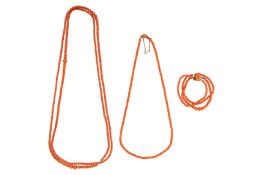 A COLLECTION OF CORAL BEAD JEWELLERY