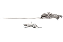 A HORSE LETTER OPENER AND A PANTHER PENDANT