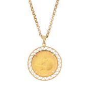 A full sovereign coin pendant necklace