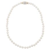 A pearl and diamond necklace