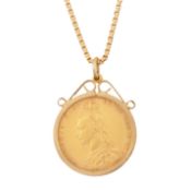 A full sovereign coin pendant necklace