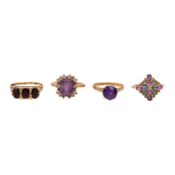 Four gem set rings