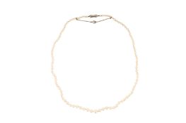 A pearl necklace with a Mikimoto original case