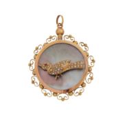 A seed pearl and mother of pearl pendant