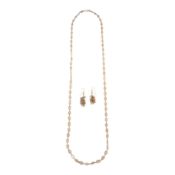 A moonstone necklace and earrings suite