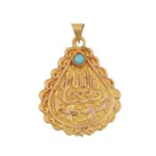 A turquoise Allah pendant