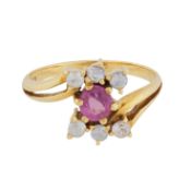 A sapphire cross over ring