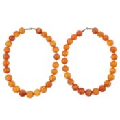 Two amber bead necklaces