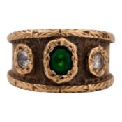A paste three stone ring