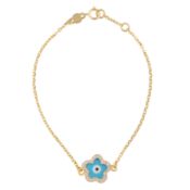 An evil eye diamond flower bracelet
