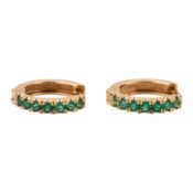A pair of emerald hoop earrings