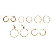 Five pairs of hoop earrings