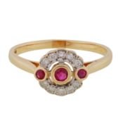 A ruby and diamond ring