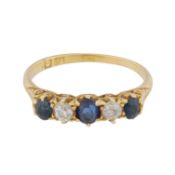 A sapphire and diamond five stone ring