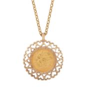 A half sovereign coin pendant necklace