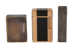 A Gold Plated Dupont Lighter, A Silver Plated Dupont Lighter And A Silver Maruman Lighter
