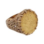 A half sovereign coin ring