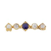 A sapphire and diamond brooch
