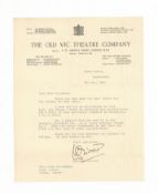 Olivier (Laurence) Typed letter signed (