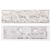 Mevin (Bill) Two ink original strip cartoons on card of The Perishers