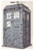 Dr Who Interest.- Canvas signed by various cast members of the iconic British Tv series