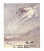 Briggs (Raymond) & Others Extremely scarce colour print - James and the Snowman flying over the town