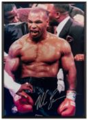 Tyson (Mike) Large colour photograph of Tyson in full victory mood after a fight, signed by the form