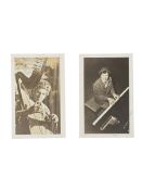 Marx (Harpo) & Chico Vintage sepia toned photograph of Harpo Marx playing the harp, signed and inscr