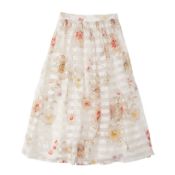 Fendi White Silk Devore Floral Midi Skirt - Size 42