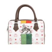 MCM White Lion Princess Boston Bag