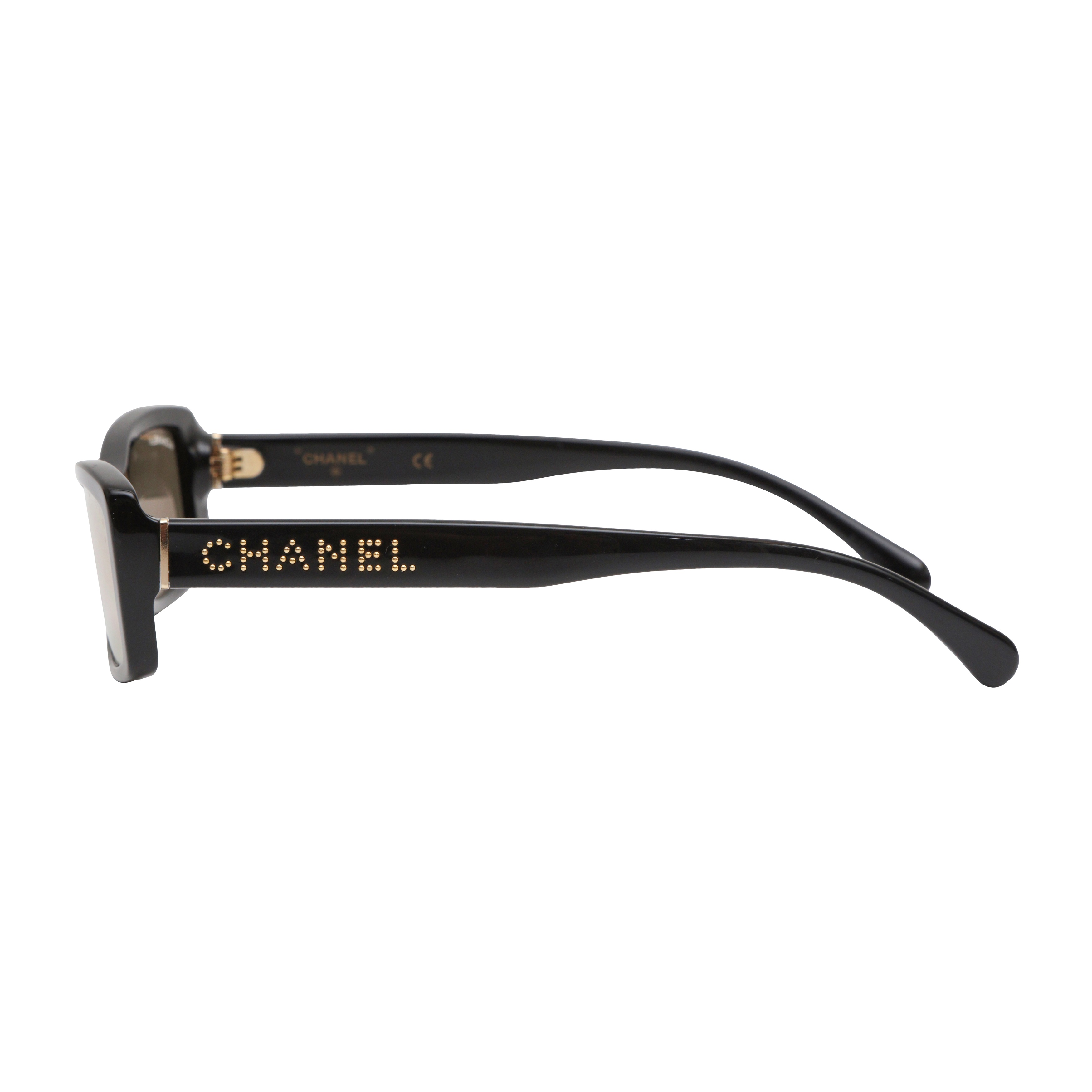 Chanel Black 'Chanel' Rectangle Sunglasses - Image 3 of 4