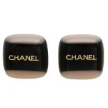 Chanel Black Square Resin 'Chanel' Clip On Earrings