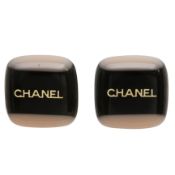 Chanel Black Square Resin 'Chanel' Clip On Earrings