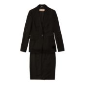 Burberry Black Wool Skirt Suit - Size 6
