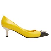 Louis Vuitton Yellow Charlotte Kitten Heeled Pump - Size 36.5