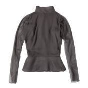 Yves Saint Laurent Grey Silk Tie Blouse