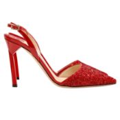 Jimmy Choo Red Glitter Devleen Slingback Pump - Size 37,5
