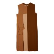 Burberry Brown Crepe Colourblock Shift Dress - Size 6