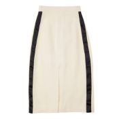 Burberry Cream Wool Side Stripe Skirt - Size 4