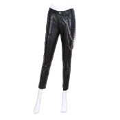 Ermanno Scervino Black Eco Leather Chain Trouser - Size 42
