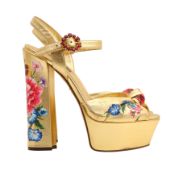 Dolce & Gabbana Gold Giardino Platform Sandal - Size 37.5