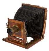 A Whole Plate Mahogany & Brass Field Camera