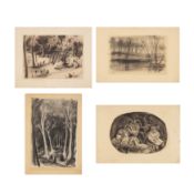 Adolf Dehn (American, 1895-1968) Nocht Im Tiergarten; Scarlet Woman; Afternoon in the Bagatelle; unt