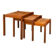 Mid-century, Denmark Three Sunburst tile top nesting tables